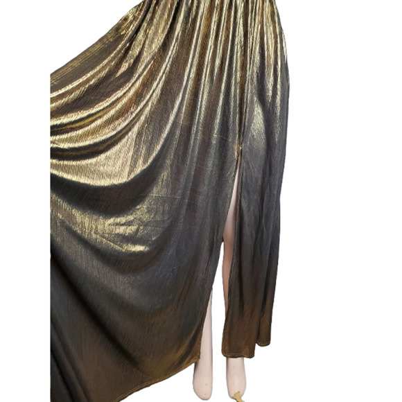 Shein women's metallic gold long dress size L - Picture 3 of 5